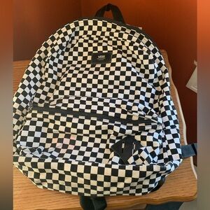 Vans checker backpack black and white